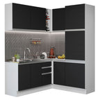 Cocina Integral Esquinera 329cm Blanco/Negro Glamy 01