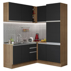 Cocina Integral Esquinera 329cm Marrón/Negro Glamy 01