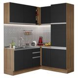 Cocina Integral Esquinera 329cm Marrón/Negro Glamy 01