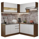 Cocina Integral Esquinera 349cm Marrón/Blanco Glamy 01
