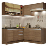 Cocina Integral Esquinera 349cm Marrón Glamy 02