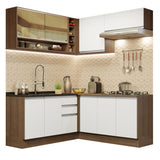 Cocina Integral Esquinera 349cm Marrón/Blanco Glamy 02