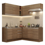 Cocina Integral Esquinera 349cm Marrón Glamy 03