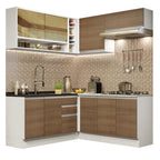 Cocina Integral Esquinera 349cm Blanco/Marrón Glamy 04