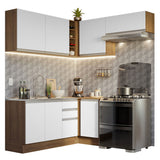 Cocina Integral Esquinera 349cm Marrón/Blanco Glamy 07
