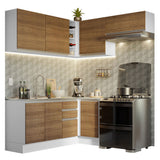Cocina Integral Esquinera 349cm Blanco/Marrón Glamy 07