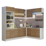 Cocina Integral Esquinera 419cm Blanco/Marrón Glamy 01