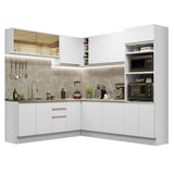 Cocina Integral de Esquina 459cm Blanco Glamy 01