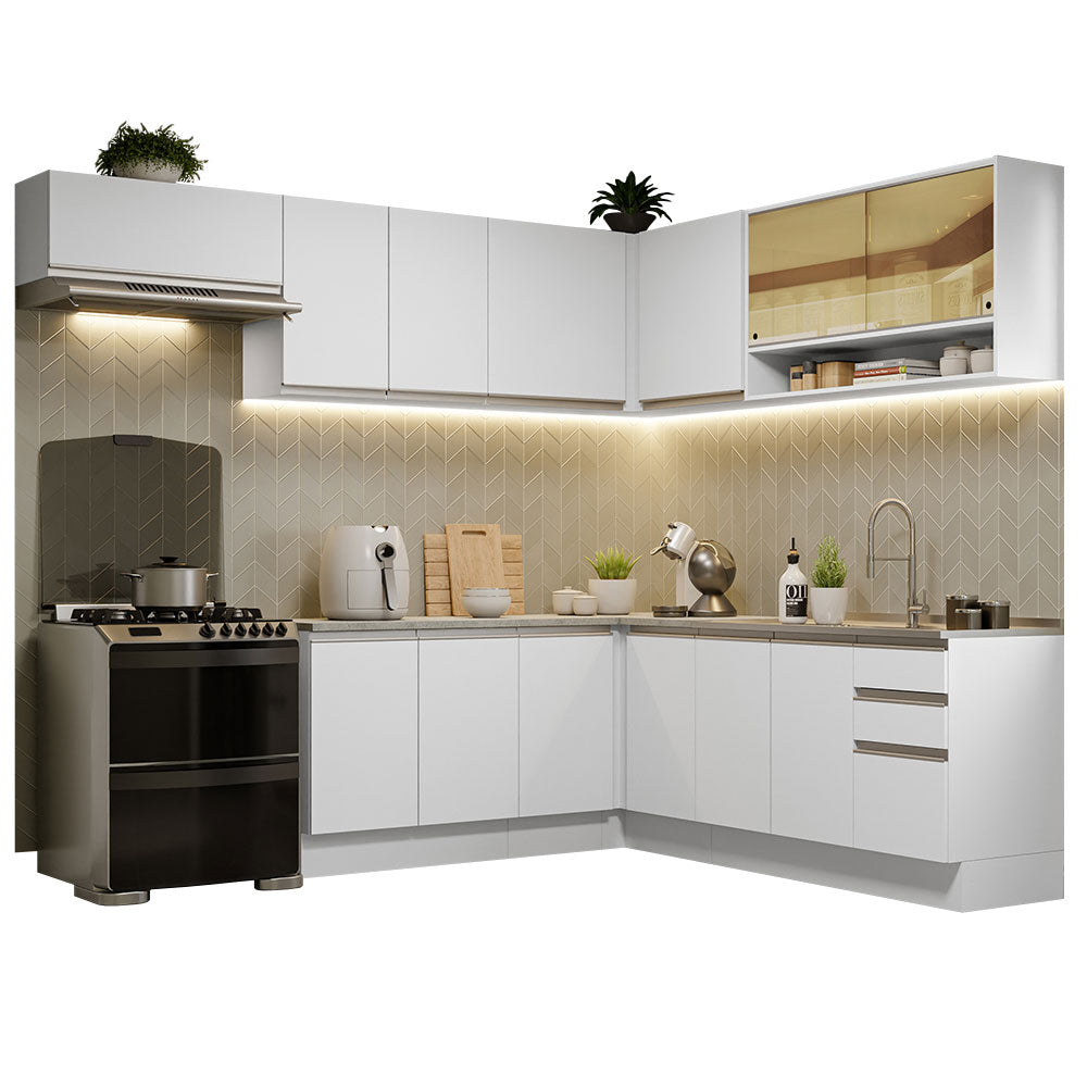 Cocina Integral Esquinera 469cm Blanco Glamy 01