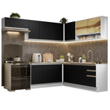 Cocina Integral Esquinera 469cm Blanco/Negro Glamy 01