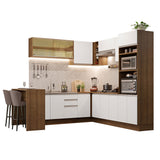 Cocina Integral Esquinera 504cm Marrón/Blanco Glamy 01