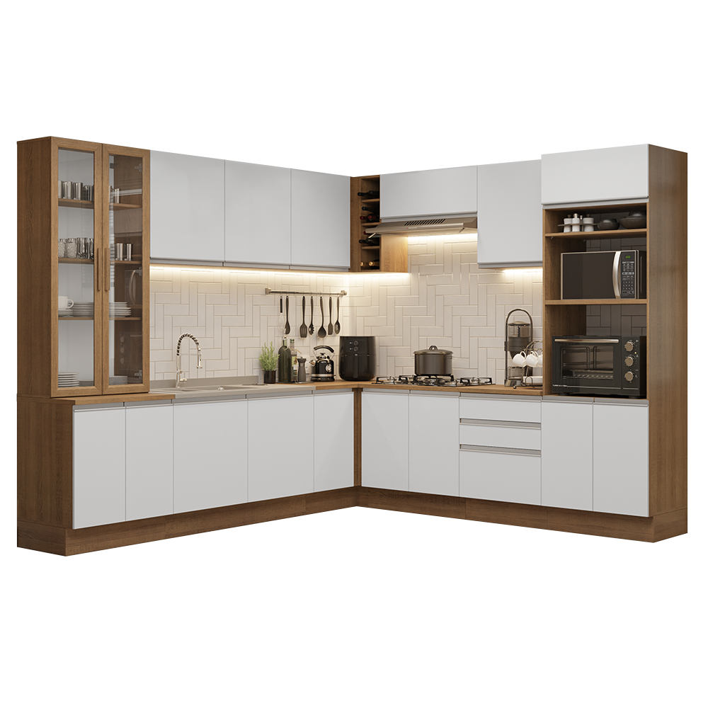 Cocina Integral 549cm Marrón/Blanco Glamy 01