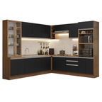 Cocina Integral Esquinera 549cm Marrón/Negro Glamy 01