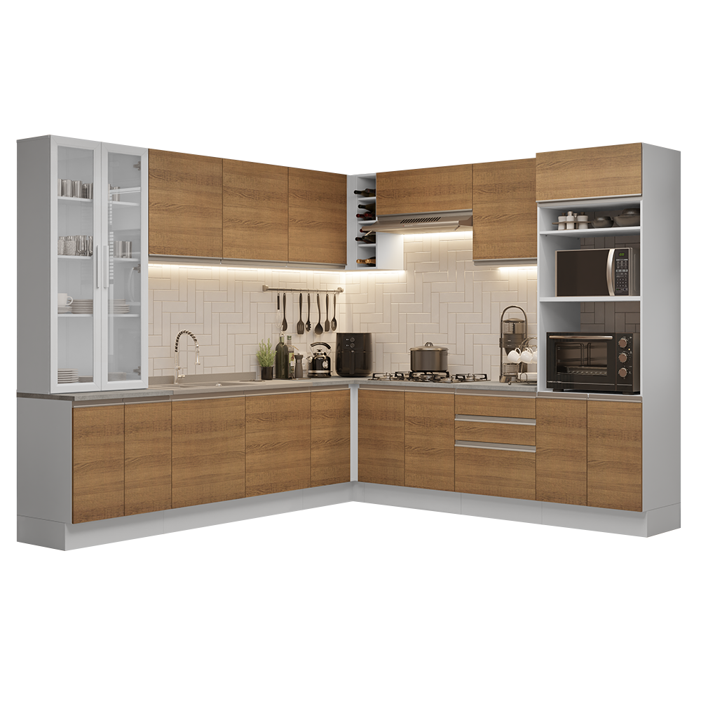 Cocina Integral 549cm Blanco/Marrón Glamy 01