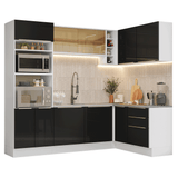 Cocina Integrale Esquinera 399 cm Blanco/Negro Lux Madesa 01