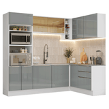 Cocina Integrale Esquinera 399 cm Blanco/Gris Lux Madesa 01