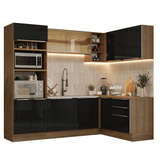 Cocina Integrale Esquinera 416 x 60 cm Marrón/Negro Lux Madesa 01