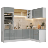 Cocina Integrale Esquinera 416 x 60 cm Blanco/Gris Lux Madesa 01