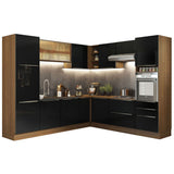Cocina Integral Esquinera 546cm Marrón/Negro Lux 01