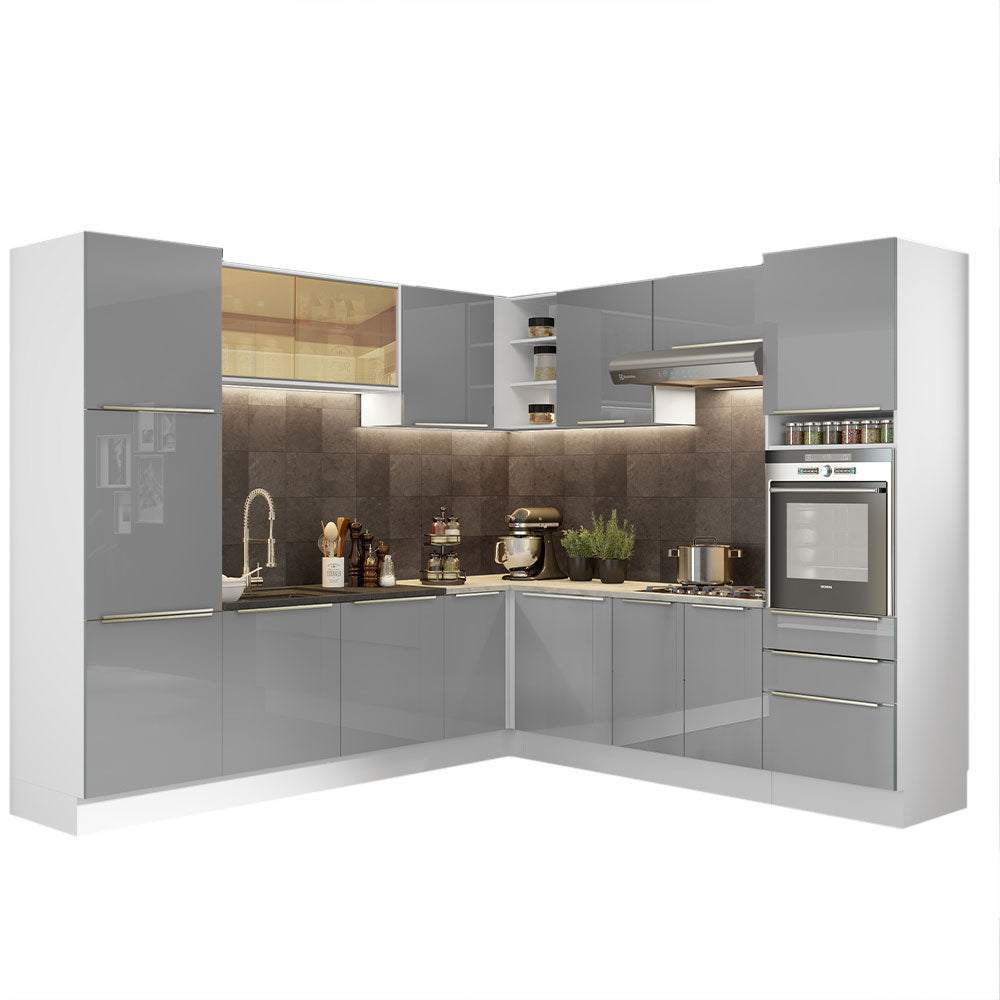 Cocina Integral Esquinera 546 cm Lux Blanco/Gris 03
