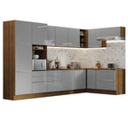 Cocina Integral Esquinera 546cm Marrón/Gris Lux 05
