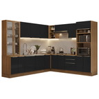 Cocina Integral 566cm Marrón/Negro Lux 01