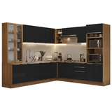 Cocina Integral 566cm Marrón/Negro Lux 01