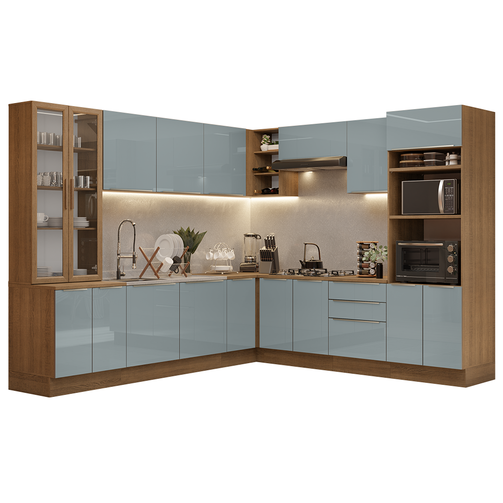 Cocina Integral 566cm Marrón/Gris Lux 01