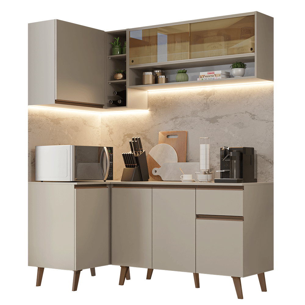 Cocina Integrale Esquinera 265 cm Crema Nice Madesa 01