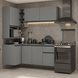 Cocina Esquinera 265 cm Sin Patas Nice Gris 06