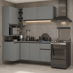 Cocina Compacta Esquinera Flotante 265 cm Gris Nice Madesa