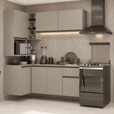 Cocina Integral Esquinera 265 cm sin Patas Crema Nice 06