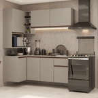 Cocina Compacta Esquinera Flotante 265 cm Crema Nice Madesa
