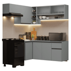 Cocina Integral Esquinera Flotante 325 cm Gris Nice Madesa