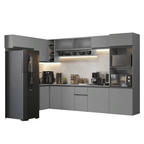 Cocina Integral Esquinera Flotante 465 cm Con Mueble para Horno Gris Nice Madesa