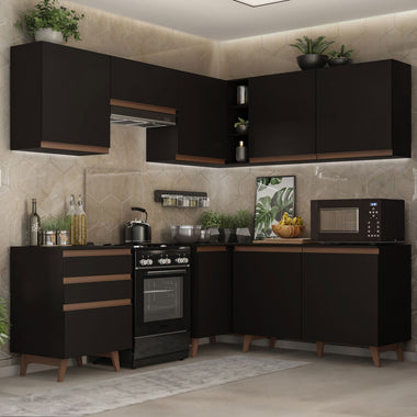 Cocina Integral Esquinera 392cm Reims Negro 01