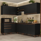Cocina Integral Esquinera 392cm Negro Reims 02