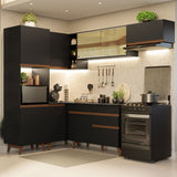 Cocina Integral Esquinera 392cm Negro Reims Madesa 03