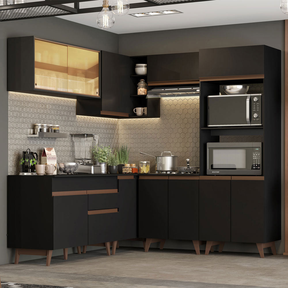 Cocina Integral Esquinera 402 cm Reims Negro 01