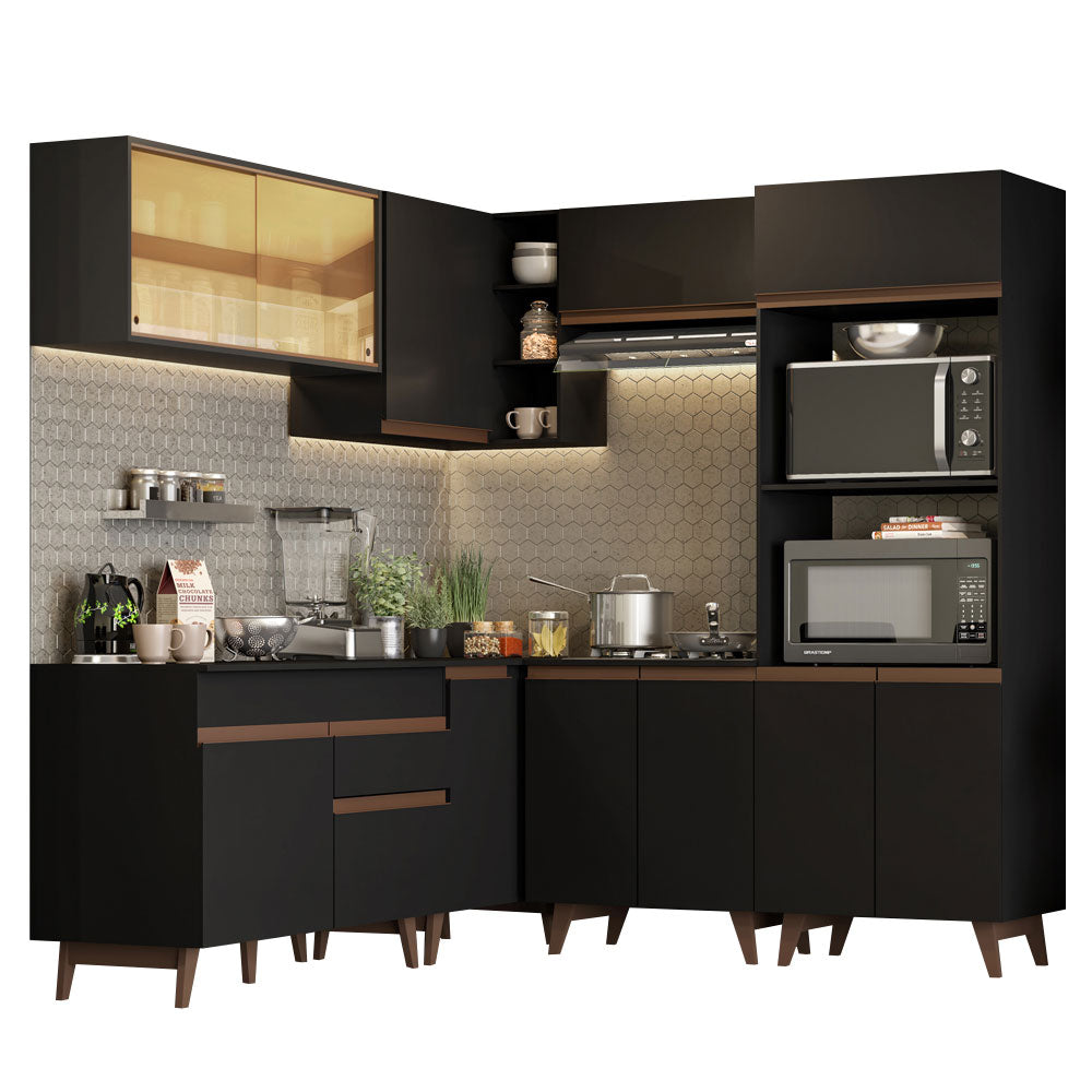 Cocina Integral Esquinera 402 cm Reims Negro 01