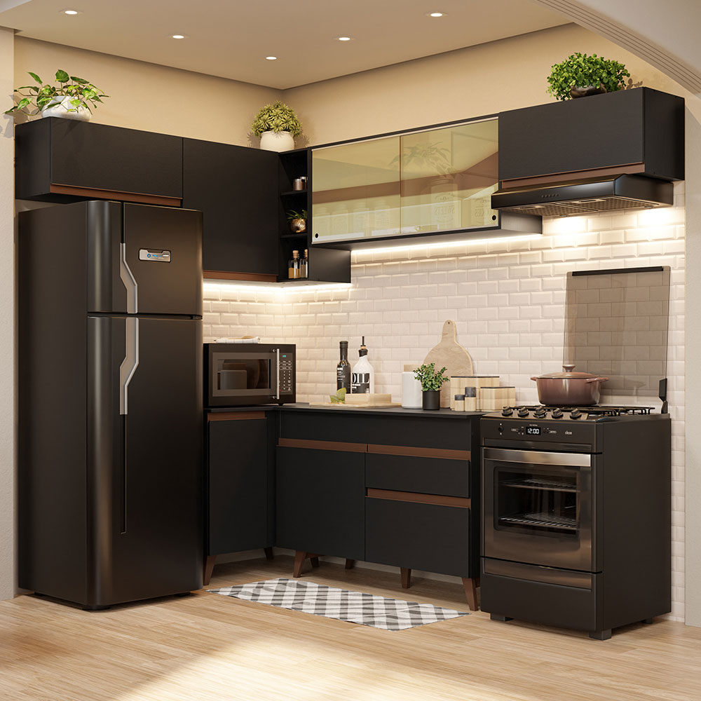 Cocina Integral Esquinera 402cm Negro Reims 04