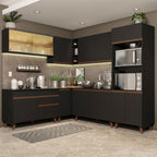 Cocina Integral Esquinera 452cm Negro Reims 01