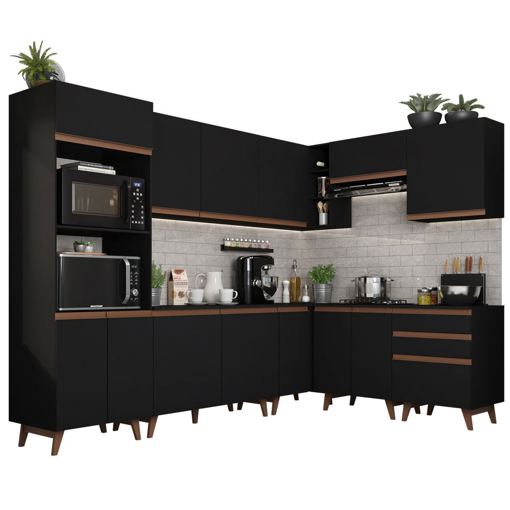 Cocina Integral Esquinera 462cm Negro Reims 01