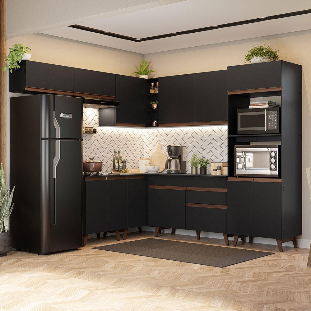 Cocina Integral Esquinera 472cm Reims Negro 01