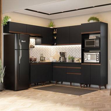 Cocina Integral Esquinera 472cm Reims Negro 01