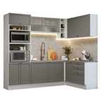 Cocina Integral Esquinera 399 cm Blanco/Gris Vik Madesa 01