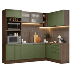 Cocina Integral Esquinera 399 cm Marrón/Verde Vik Madesa 01
