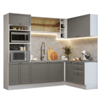 Cocina Integral Esquinera 399 cm Blanco/Gris Vik Madesa 02