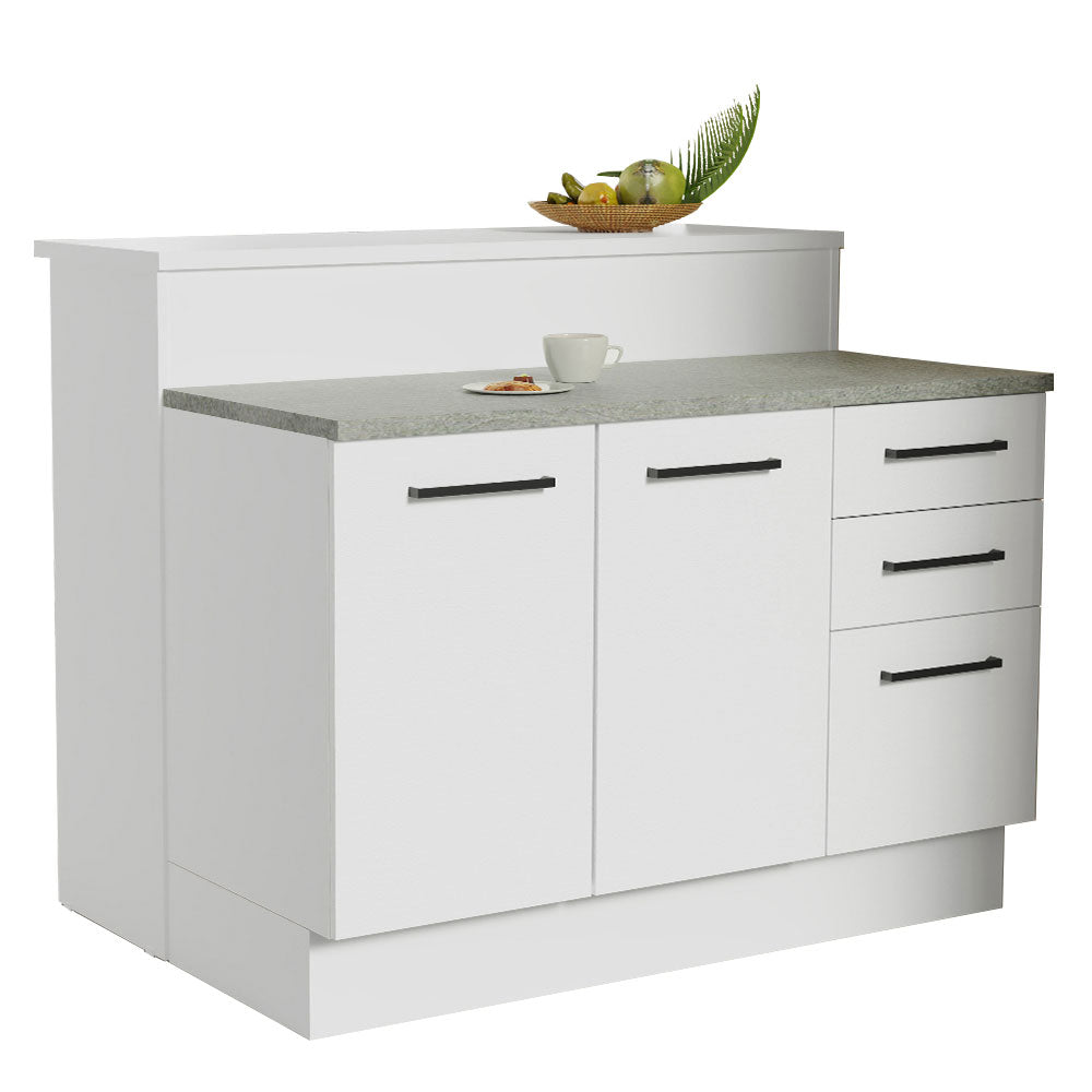 Isla de Cocina 120 cm 2 Puertas 3 Cajones Blanco Agata Madesa