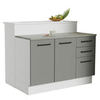 Isla de Cocina 120 cm 2 Puertas 3 Cajones Blanco/Gris Agata Madesa